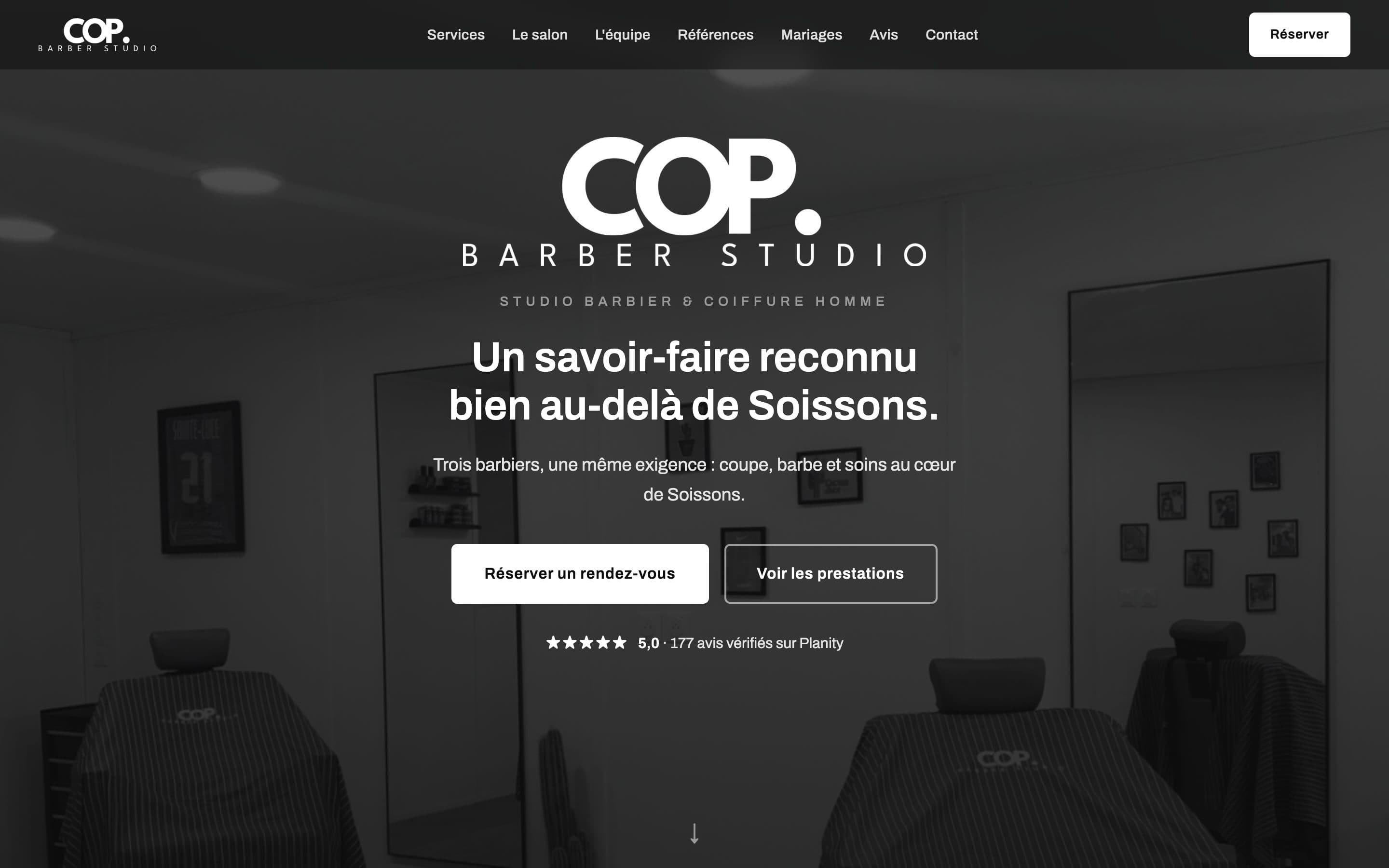 Aperçu du site COP. Barber Studio