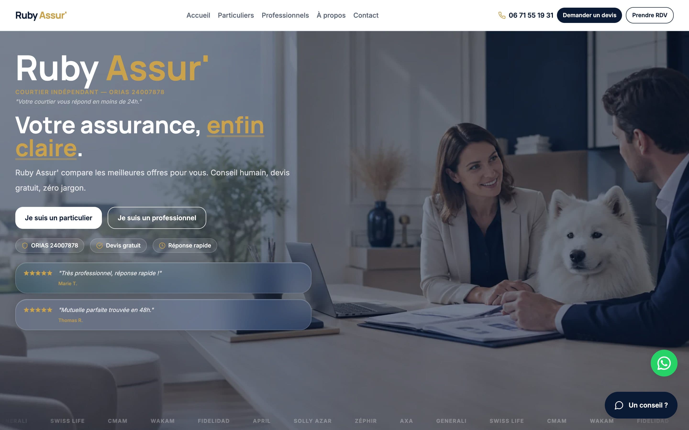 Aperçu du site Ruby Assur'